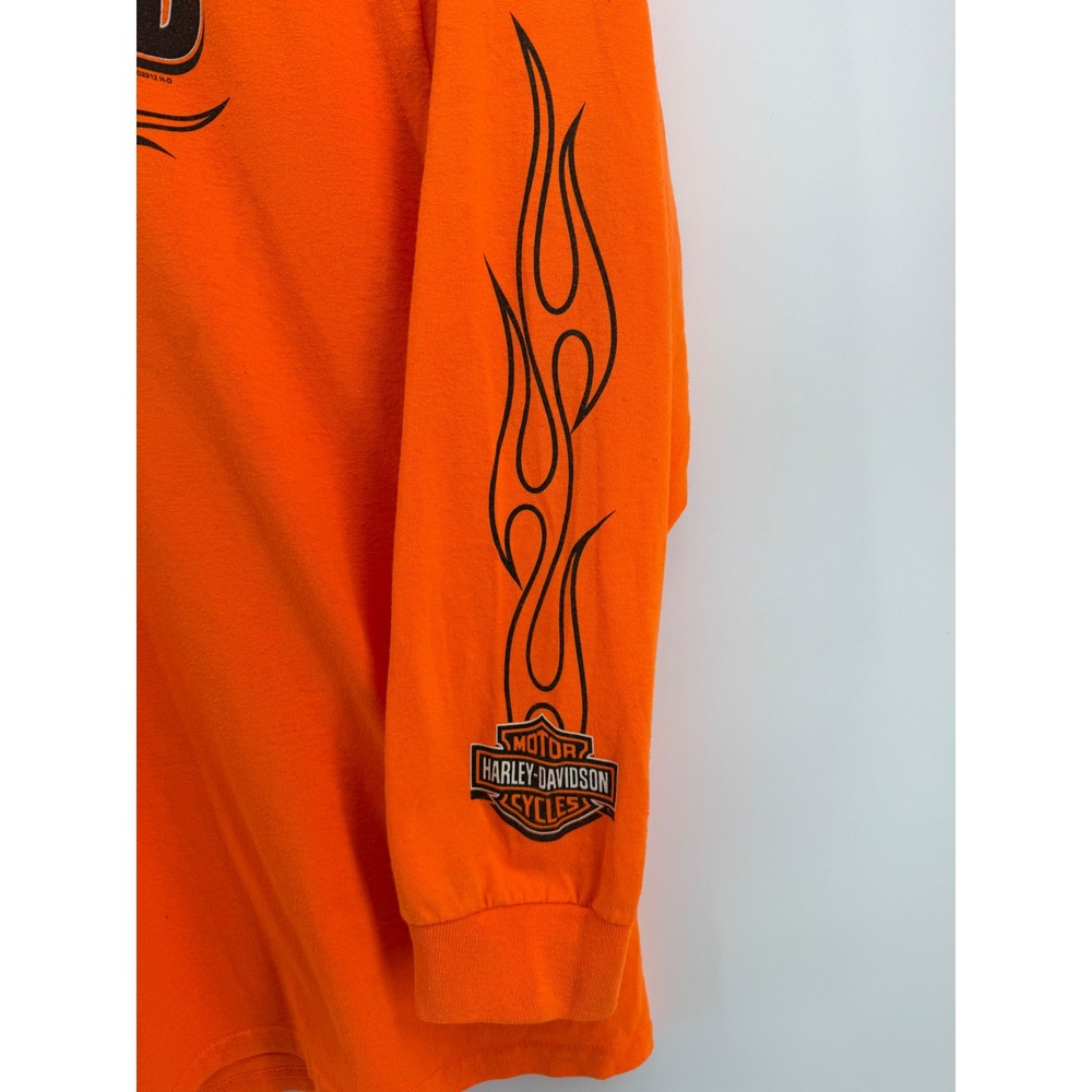 Harley Davidson Mens Long Sleeve Shirt Orange Attitude Flames‎ Newnan Georgia - Picture 7 of 11